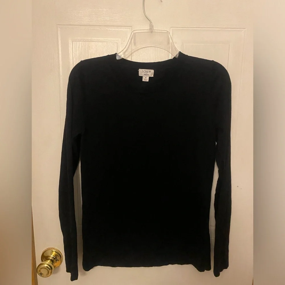 J. Crew Black Crewneck Long-Sleeve Teddie Sweater